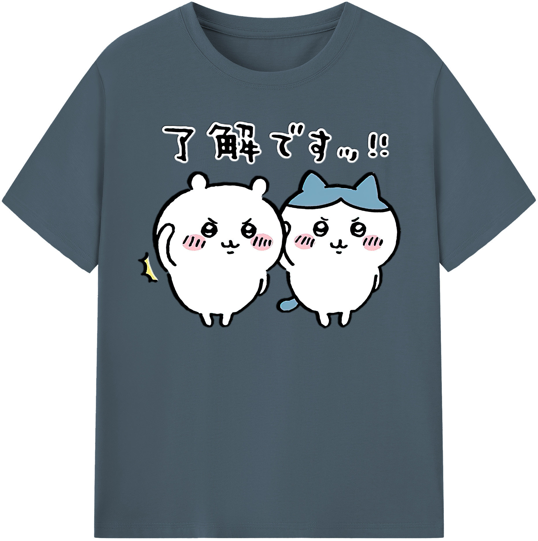（画像用） ちいかわ ハチワレ Chii-kawa hachiware 綿100％半袖Tシャツ（フロントプリント）